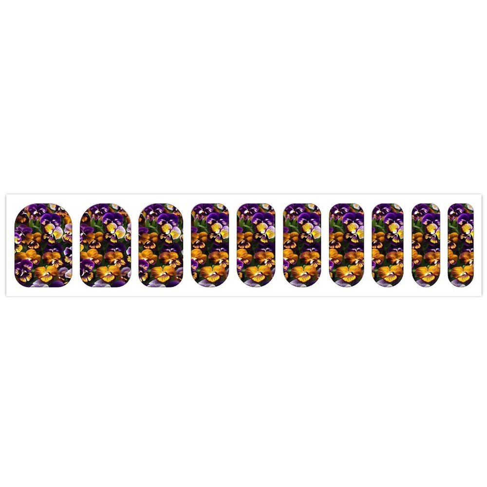 Pansy Perfection Nail Stickers 50 Sheets Gloss Nail Strips Bundle Long Lasting Gel Nail Stickers Art Decals Easy to Apply and Remove for Women DIY Decorations
