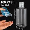 100PCS Mini Size Travel Bottles 2oz Travel Shampoo Plastic Empty Bottles, Refillable Cosmetic Containers with Flip Cap Clear Portable Small Bottles for Liquid, Lotions, Cream, Toner, Body Soap view 2