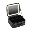 Travel Makeup Bag with Led Mirror Small & Large, Travel Cosmetic Case, Waterproof Cosmetic Bag for Women with Adjustable Dividers Rechargeable 3-Mode Dimmable Lighting, Black, Small, modernity view 1