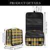 Tangopi Travel Hanging Toiletry Bag for Women Men Yellow Black Plaid Large Makeup Organizer Portable Cosmetic Pouch Waterproof Bathroom Wash Bag view 4