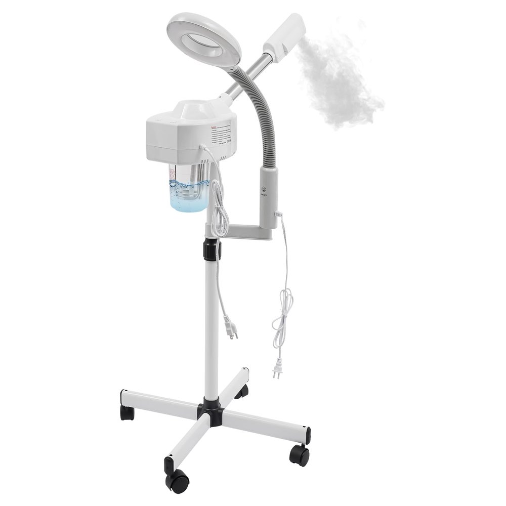 2-in-1 Facial Steamer, Professional Facial Steamer with 3/5X LED Magnifying, 3.94-7.87in Adjustable Height, Ozone Salon Spa Skin Care Equipment for Beauty Clinics, Spa Centers, Homes