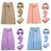 4Pcs/Set Women Wearable Bath Wrap With Towel Headband Hair Dry Sweet Bow Microfiber Coral Bathrobe Blanket view 4