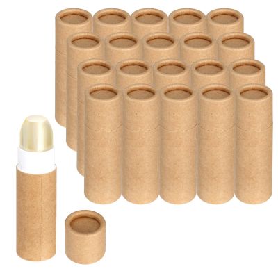 20 Pcs 0.3 oz Brown Paperboard Lip Balm Tubes  Eco-Friendly Push-Up Cardboard Containers for DIY Lip Balm, Solid Perfume & Skincare