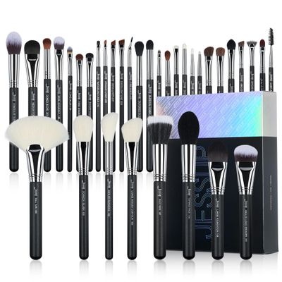 Jessup Makeup Brushes Set Professional 35pcs Premium Synthetic Labeled Make up Brush for Foundation Eyeshadow Concealer Contour Eyeliner Blush Powder and Eyebrow, Cruelty-Free, Black T342