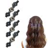 4PCS Sparkling Crystal Stone Braided Hair Clips, Braided Hair Clips for Women, Double Layer Metal Hair Accessories for Styling Braids and Updos (B-Ink Blue Gray) view 1