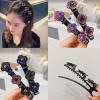 4PCS Sparkling Crystal Stone Braided Hair Clips, Braided Hair Clips for Women, Double Layer Metal Hair Accessories for Styling Braids and Updos (B-Ink Blue Gray) view 4