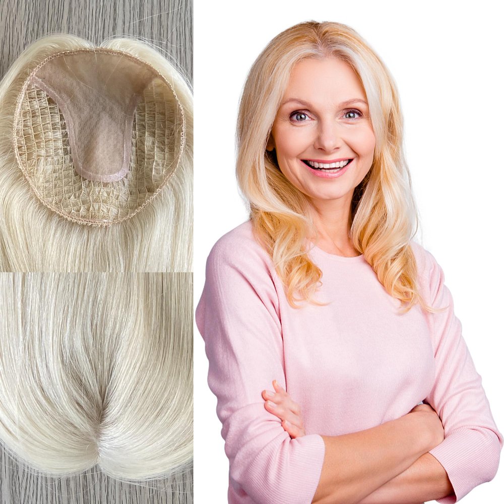 Briiwii 6x6 inch Silk Part Hair Integration System Fish Net Topper for Women (#613, 14inch)