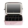 Travel Makeup Bag with Led Mirror Small & Large, Travel Cosmetic Case, Waterproof Cosmetic Bag for Women with Adjustable Dividers Rechargeable 3-Mode Dimmable Lighting, Pink, L, modernity view 1