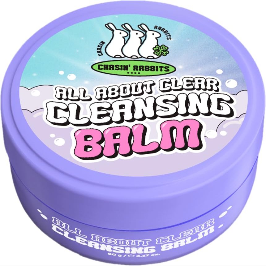 CHASIN' RABBITS All About Clear Cleansing Balm 3.17 oz, Vegan Makeup Remover, Chestnut Extract and Rice Water Face Wash for Pore Cleansing, Facial Cleanser for Sensitive Acne Skin, Korean Skincare