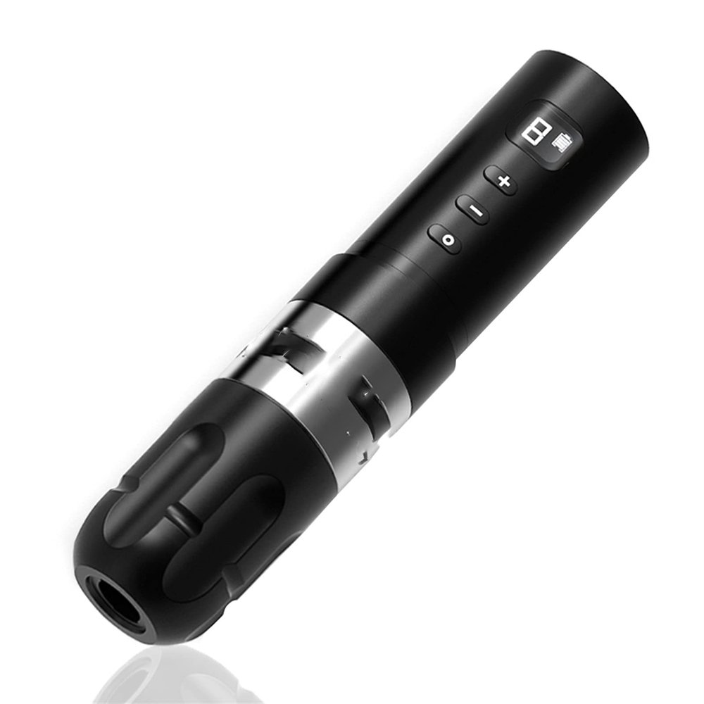 Wireless Tattoo Machine Pen Brushless Motor Professional Rechargeable Tattoo Equipment Digital LED Display(Sliver)