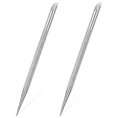 2Pcs Nail Cleaning Cuticle Stick Stainless Steel Cuticle Pusher Nail Cleaner Remover Cutter Remover Dead Skin Polish Peeler Scraper Professional Manicure Pedicure Tool for Fingernails Toenails