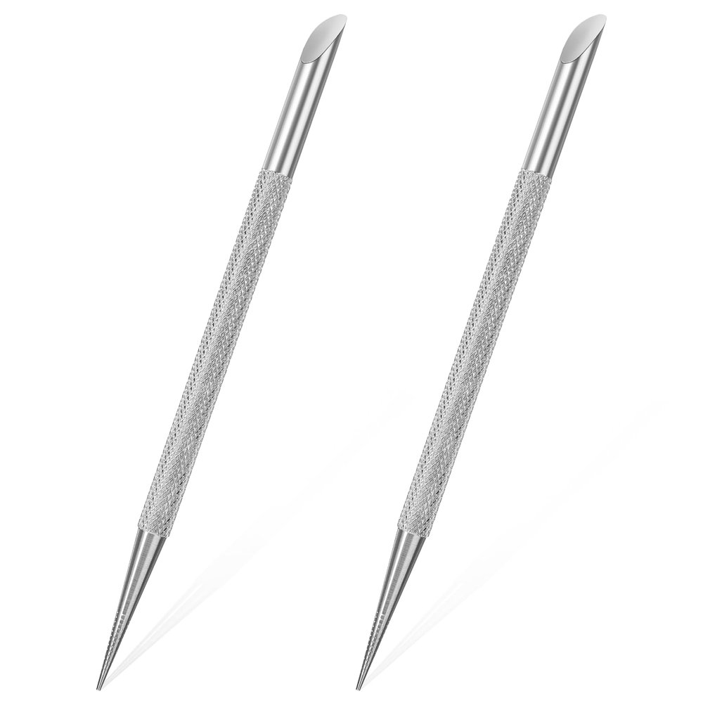 2Pcs Nail Cleaning Cuticle Stick Stainless Steel Cuticle Pusher Nail Cleaner Remover Cutter Remover Dead Skin Polish Peeler Scraper Professional Manicure Pedicure Tool for Fingernails Toenails