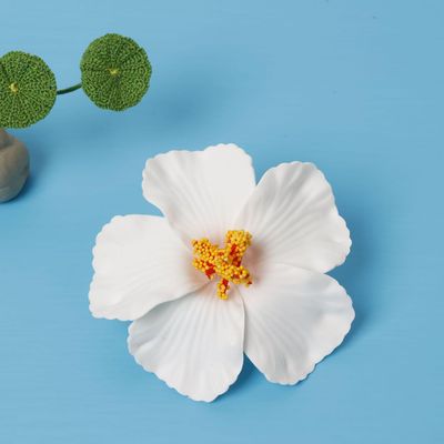 10 Pcs Flower Hair Clips for Women, 3.94 Inch Hibiscus Hawaiian Flower Clips for Hair Accessories, Beach Party (White)