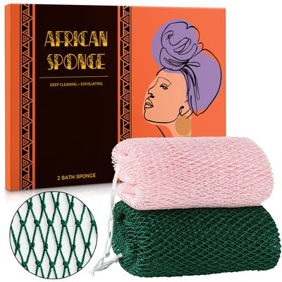 African Net Sponge Authentic - African Exfoliating Net Sponge Real African Wash Cloth - African Bath Sponge Loofah with Knots Exfoliator Net - Skin Smoother Scrub Net for Shower Body Scrubber