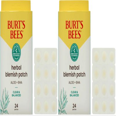 Burt's Bees Clear and Balanced Herbal Blemish Patch for Women - 24 Count Patches (Pack of 2)