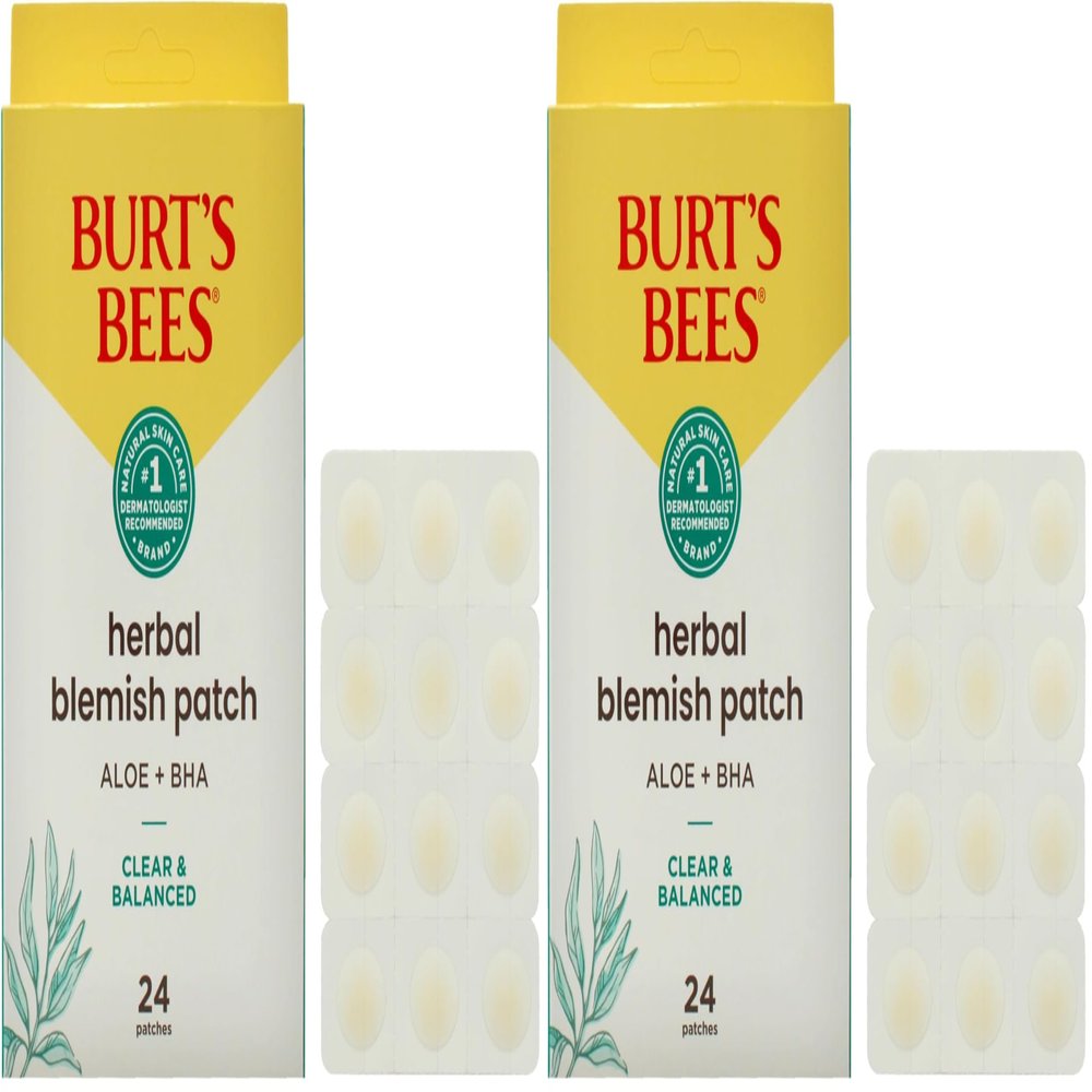 Burt's Bees Clear and Balanced Herbal Blemish Patch for Women - 24 Count Patches (Pack of 2)