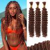 100g 3 bundles Brown Human Braiding Hair Deep Water Wave Bulk 20 Inch Color 30 Curly for Boho Braids Extensions No Weft 3 Braids Per Pack Wet and Wavy view 1
