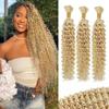100g 3 bundles 613 Blonde Human Braiding Hair Deep Water Wave Bulk 22 Inch Curly Human Hair for Boho Braids Hair Extensions No Weft 3 Braids Per Pack view 1