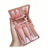 5-Piece Professional Makeup Brush Set with Mirror & Travel Case Hypoallergenic Vegan Bristles for Sensitive Skin Luxury Gift-Ready Box,Portable Cosmetic Kit for Brides,Travel,On-the-Go Touchups (Pink) view 1
