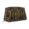 GOAYETN Gold Black Zebra Print Makeup Bag For Woman Leather Cosmetic Case Toiletry Bag Travel Portable Make Up Organizer view 2