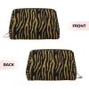 GOAYETN Gold Black Zebra Print Makeup Bag For Woman Leather Cosmetic Case Toiletry Bag Travel Portable Make Up Organizer view 3