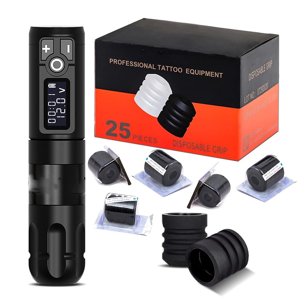 Wireless Tattoo Pen Machine Set Personal Tattoo Kit Disposable Grip For Wireless Machine(Kit E)