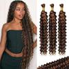 100g 3 bundles P4/30 Deep Wave Human Braiding Hair 16 Inch Bulk Human Hair for Braiding No Weft Human Braiding Hair for Boho Braids Wet and Wavy 100% Brazilian Virgin Curly Hair view 1