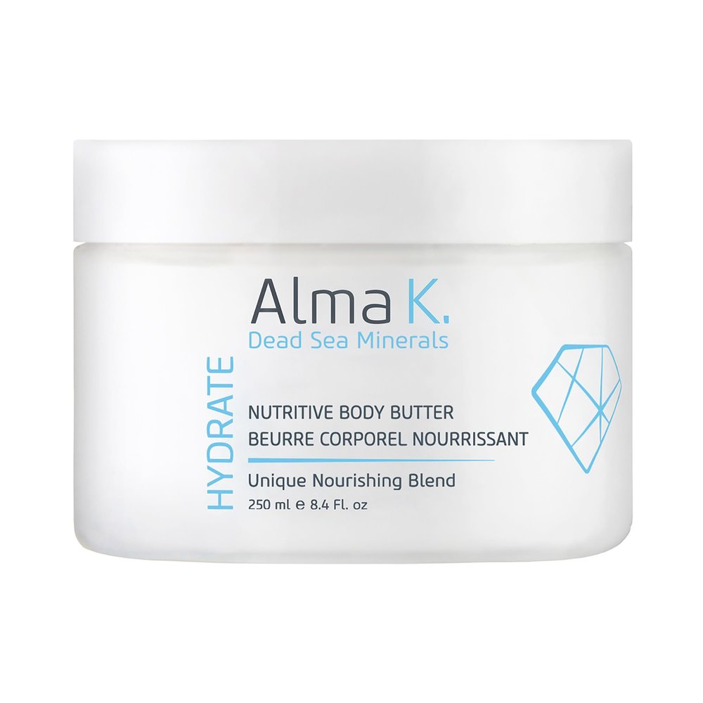 Alma K Nutritive Body Butter - Deep Hydration Body Cream Skin Care - Shea Butter Lotion with Dead Sea Minerals, Vitamin E - All Skin Types - 8.45 oz