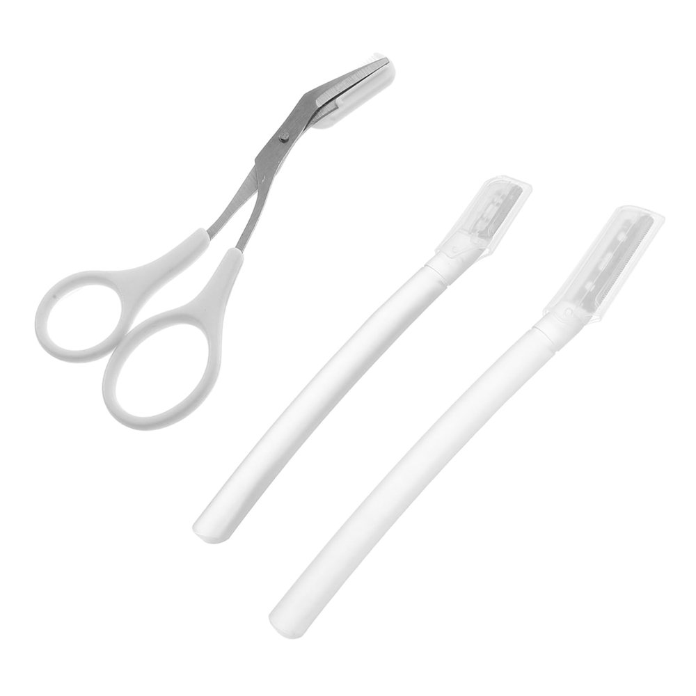 ERINGOGO 1Set Eyebrow Trimmer Scissors Kit with Comb Folding Razor for Eyelash Grooming for Women Men Travel Friendly Facial Razor Set