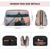 Gold Leather Makeup Bag Starfish Fishing Nets Print Travel Cosmetic Bags with Handle, Divider, Zipper, Portable Personal Toiletries view 4