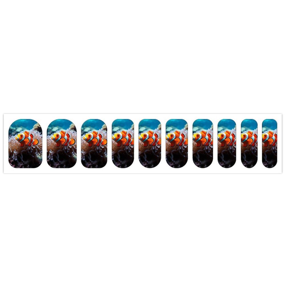 Clown Fish Nail Stickers 50 Sheets Gloss Nail Strips Bundle Long Lasting Gel Nail Stickers Art Decals Easy to Apply and Remove for Women DIY Decorations