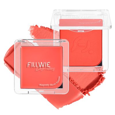 Blush Palette Duo  Cream & Powder Blush Set in Orange Red, Long-Wearing & Moisturizing, Easy to Blend, Radiant Coverage for Cheeks, Eyes & Lips, Magnetic Palette Compatible (2-Pack, Cherry Rush)