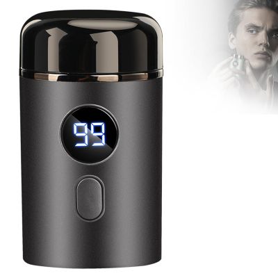 Mini Portable Electric Travel Shaver for Men, Pocket SizeShaver with Led Display, USB Rechargeable Waterproof Face Beard Trimmer, Ipx7 Washable (Gray)
