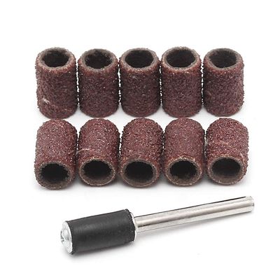 10Pcs 6mm Grit 120# Sanding Bands +3.17mm Mandrel Rotary Tool Drill Bits
