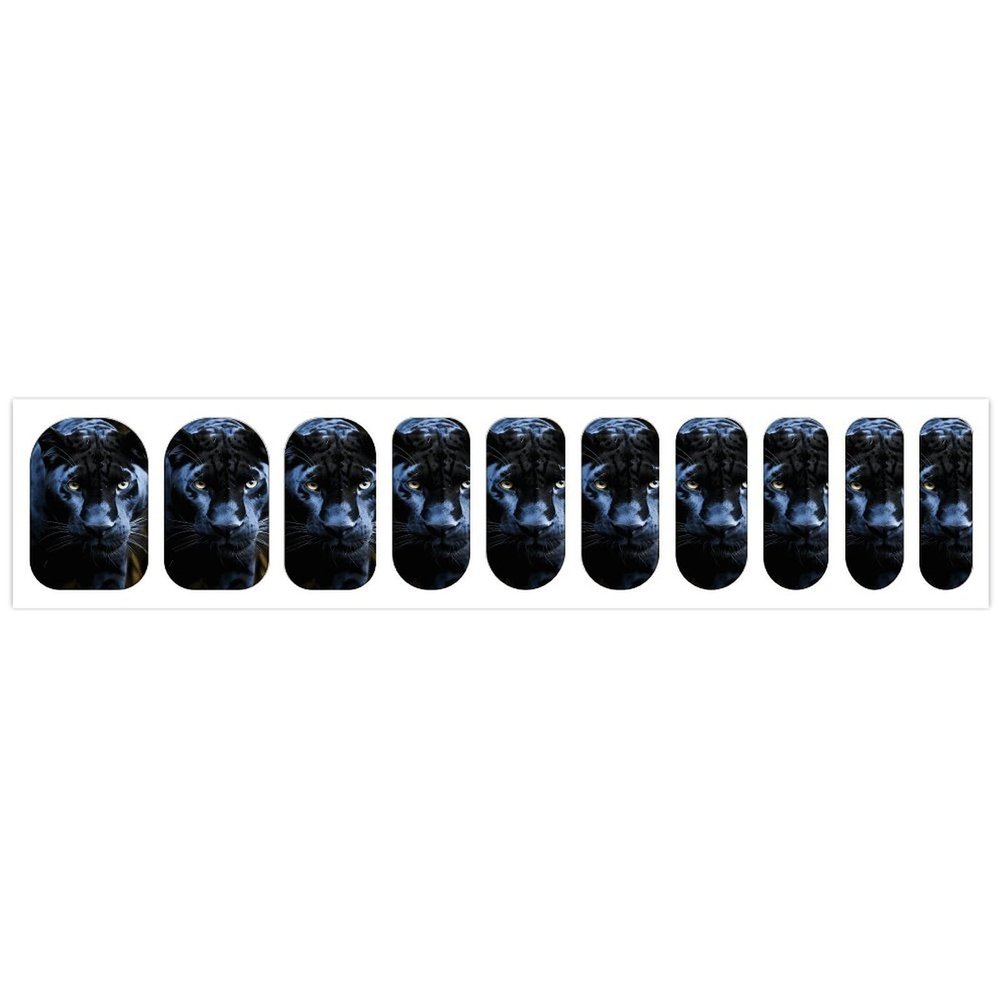 Panther with Blue Eyes Nail Stickers 50 Sheets Gloss Nail Strips Bundle Long Lasting Gel Nail Stickers Art Decals Easy to Apply and Remove for Women DIY Decorations