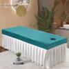 Green,75 * 190cm(S),LDLCYCN Velvet Massage Table Sheet Spa Bed Cover with Face Hole Massage Table Fitted Sheet Reusable All-Round Wrap Massage Table Mattress Cover for Beauty Salon Washable view 1