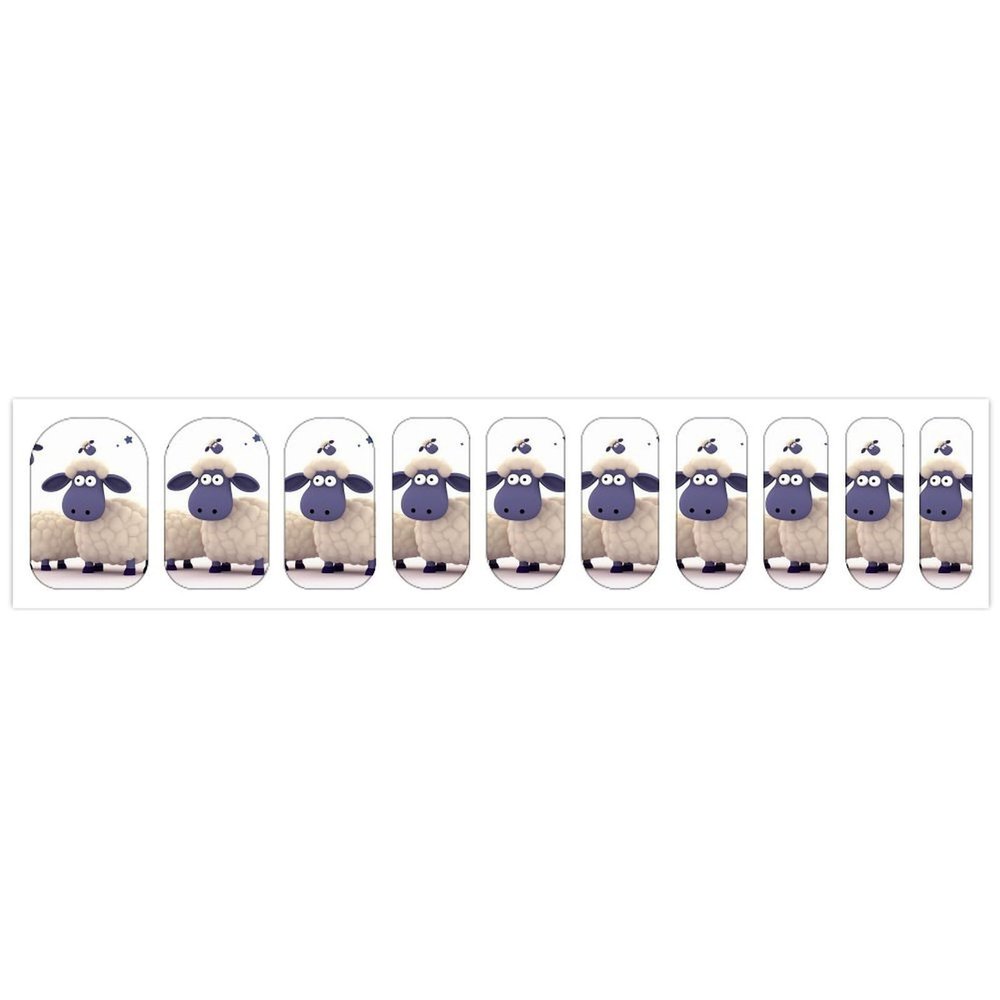 Sheep Nail Stickers 50 Sheets Gloss Nail Strips Bundle Long Lasting Gel Nail Stickers Art Decals Easy to Apply and Remove for Women DIY Decorations