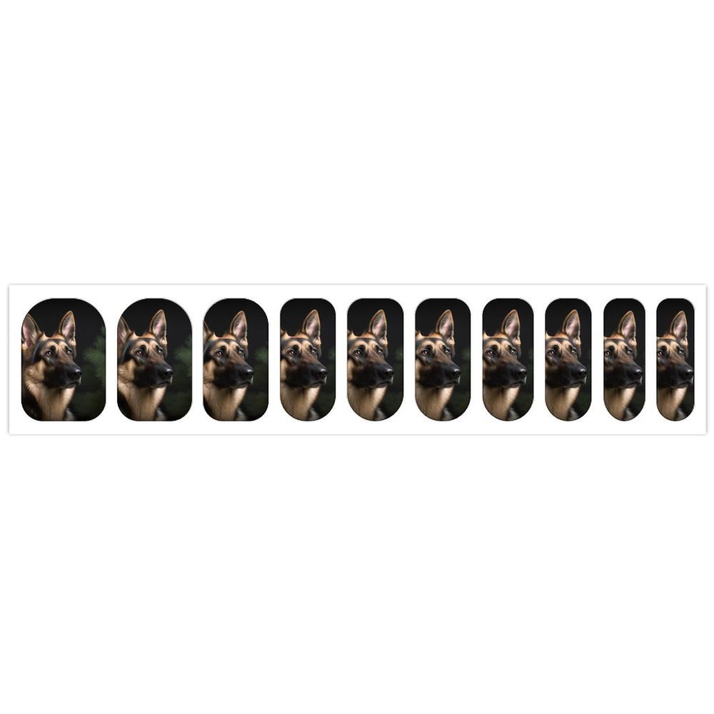 German Shepherd Nail Stickers 50 Sheets Gloss Nail Strips Bundle Long Lasting Gel Nail Stickers Art Decals Easy to Apply and Remove for Women DIY Decorations