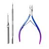 Cmetta Cuticle Nipper, Polished Coated Durable Trimmer with Pusher, Nail Clipper with Fine Edge, Comfort Grip Cuticle Cutter and Remover Tool Kit for Nail Care (Blue+Pushers 1-SET) view 1