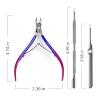 Cmetta Cuticle Nipper, Polished Coated Durable Trimmer with Pusher, Nail Clipper with Fine Edge, Comfort Grip Cuticle Cutter and Remover Tool Kit for Nail Care (Blue+Pushers 1-SET) view 2
