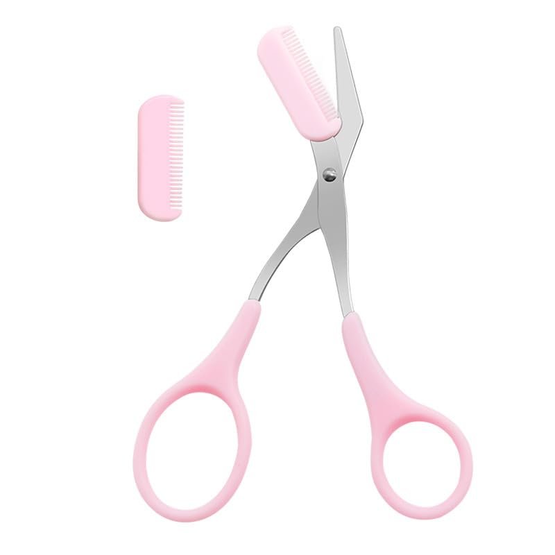Quintathletic Stainless Steel Facial Hair Removal Shaver Cutter Eyebrow Trimmer Scissors Color Titanium with Comb Removable Makeup Accessories