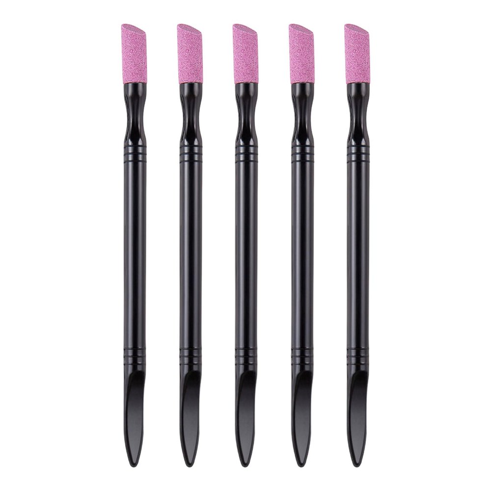 5 Pcs Cuticle Pusher for Manicure Double Headed Cuticle File Stone Quartzs Pen Nails Art Polishing Pen Manicure Tool