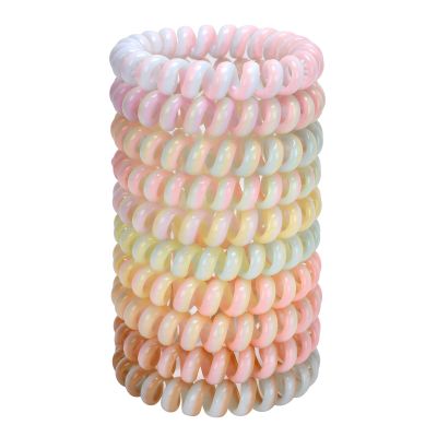 JessLab Spiral Hair Ties, 10 Pcs Traceless No-Damage Ponytail Holders, Plastic Coil Bands for Women and Girls, Color Assorted, Set 51