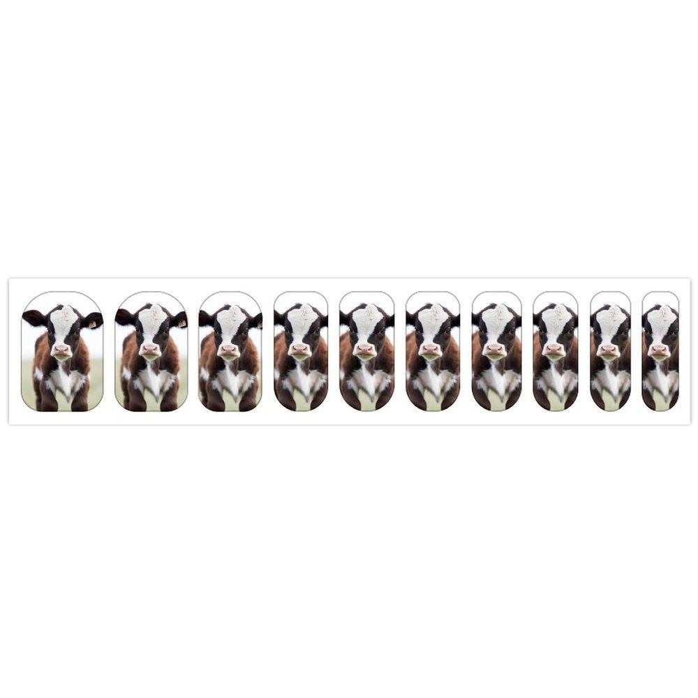 Cow Nail Stickers 50 Sheets Gloss Nail Strips Bundle Long Lasting Gel Nail Stickers Art Decals Easy to Apply and Remove for Women DIY Decorations