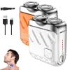 Portable Rotary Dual Ring Electric Shaver, Mini Small Steel Cannon Rotary Dual Ring Electric Razor, Rechargeable One-Button Long Lasting for Home Travel (2PC-B-C) view 1