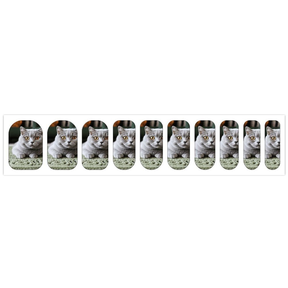 Cat on Carpet Nail Stickers 50 Sheets Gloss Nail Strips Bundle Long Lasting Gel Nail Stickers Art Decals Easy to Apply and Remove for Women DIY Decorations