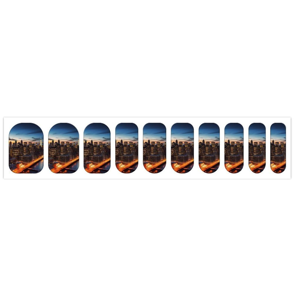 New York City Scenery Nail Stickers 50 Sheets Gloss Nail Strips Bundle Long Lasting Gel Nail Stickers Art Decals Easy to Apply and Remove for Women DIY Decorations
