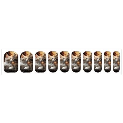 Cat Kiss Nail Stickers 50 Sheets Gloss Nail Strips Bundle Long Lasting Gel Nail Stickers Art Decals Easy to Apply and Remove for Women DIY Decorations