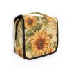 Vintage Sunflowers Toiletry kit for Men with Hanging Hook Necessities Quilted Makeup Bag Hotel view 1