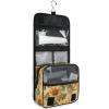 Vintage Sunflowers Toiletry kit for Men with Hanging Hook Necessities Quilted Makeup Bag Hotel view 3